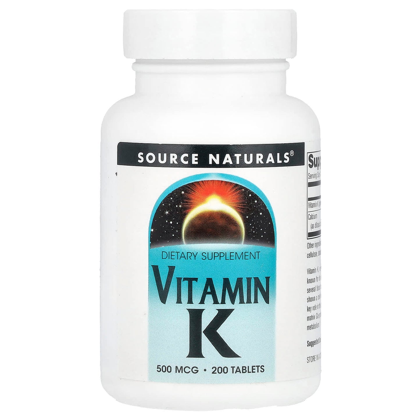 Source Naturals, Vitamin K, 500 mcg, 200 Tablets - Image 1