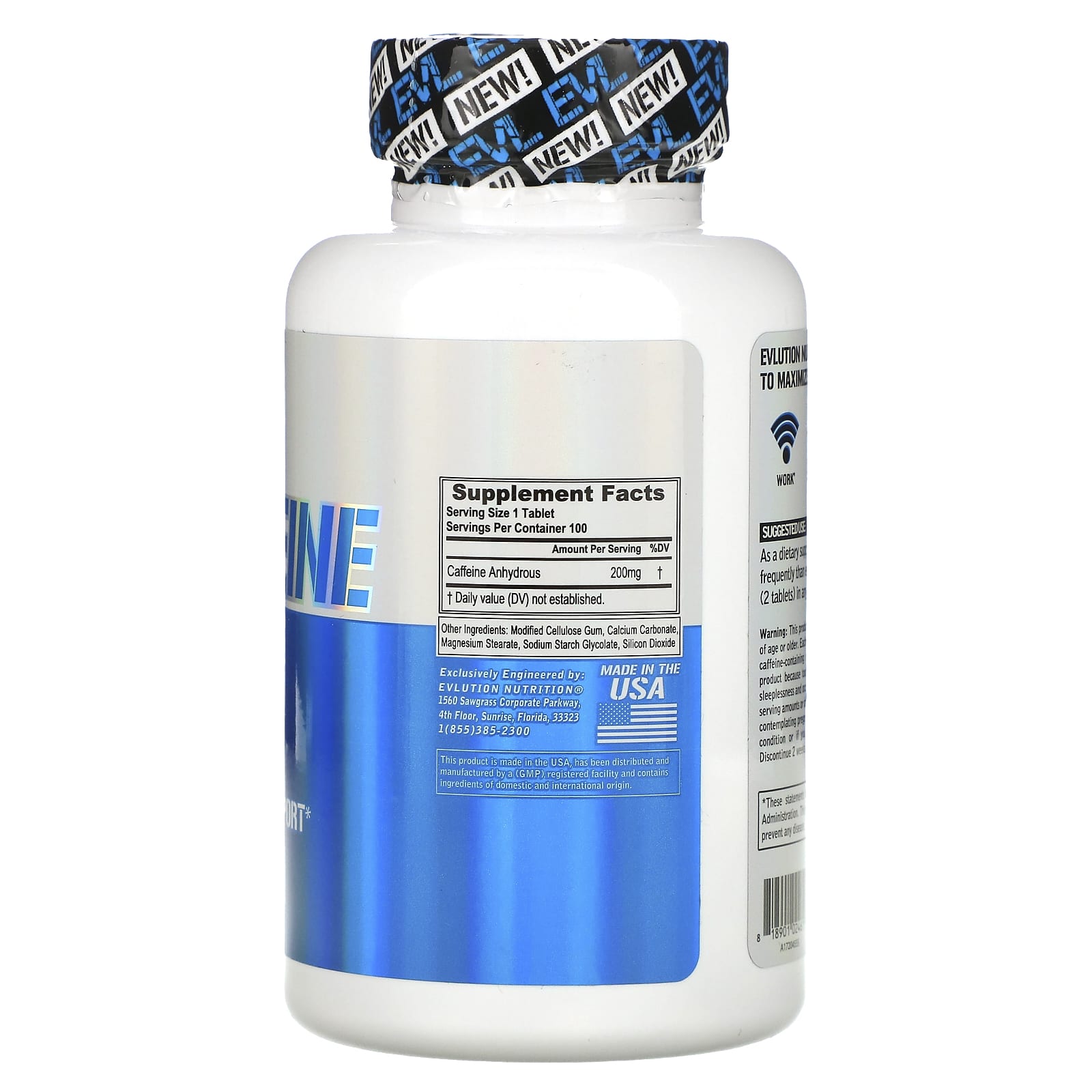<strong>EVLution Nutrition Caffeine Boost</strong> - 200mg, 100 Tablets - Image 2