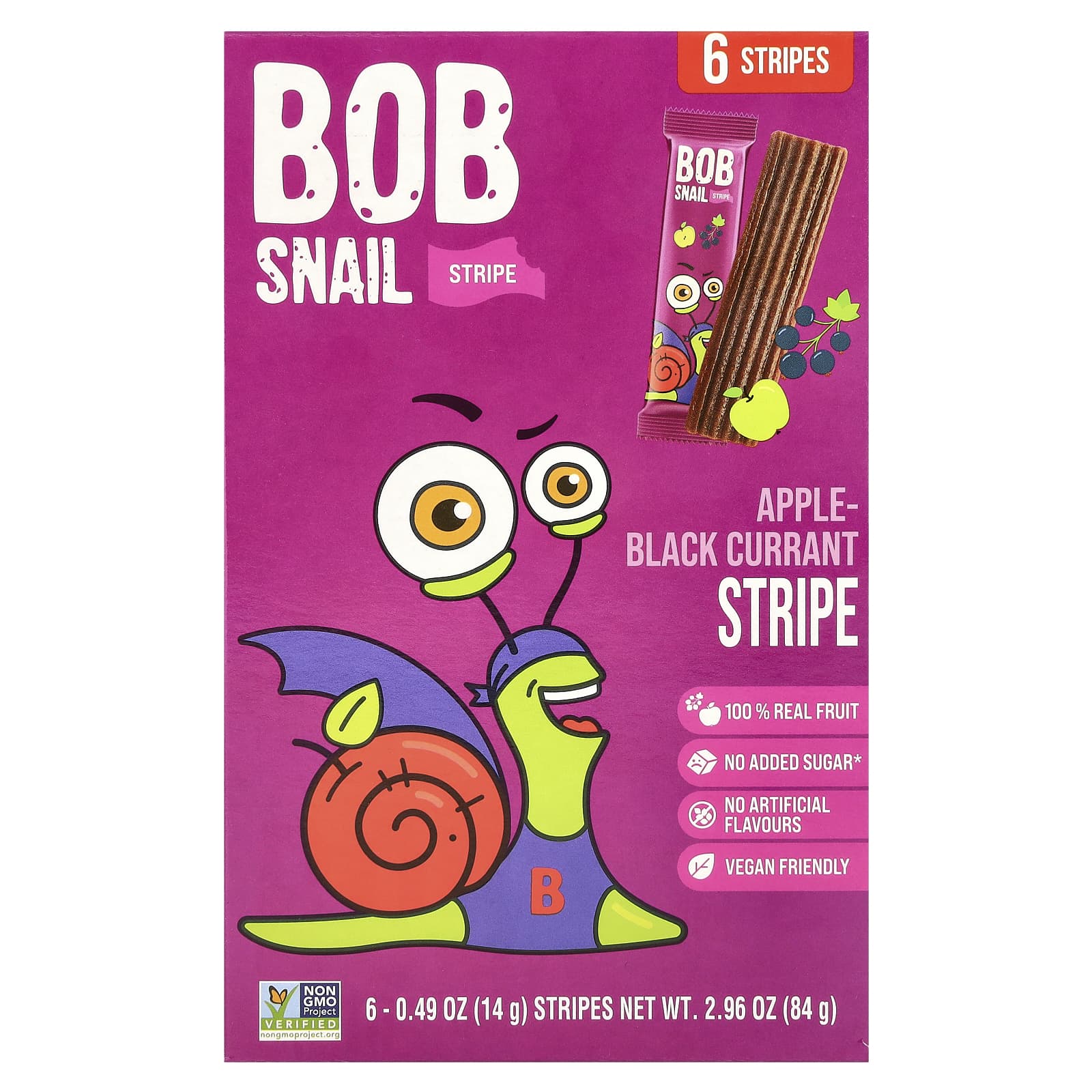 Fruit Stripe Snacks by Bob Snail - 6 Count, 100% Real Fruit - Image 1