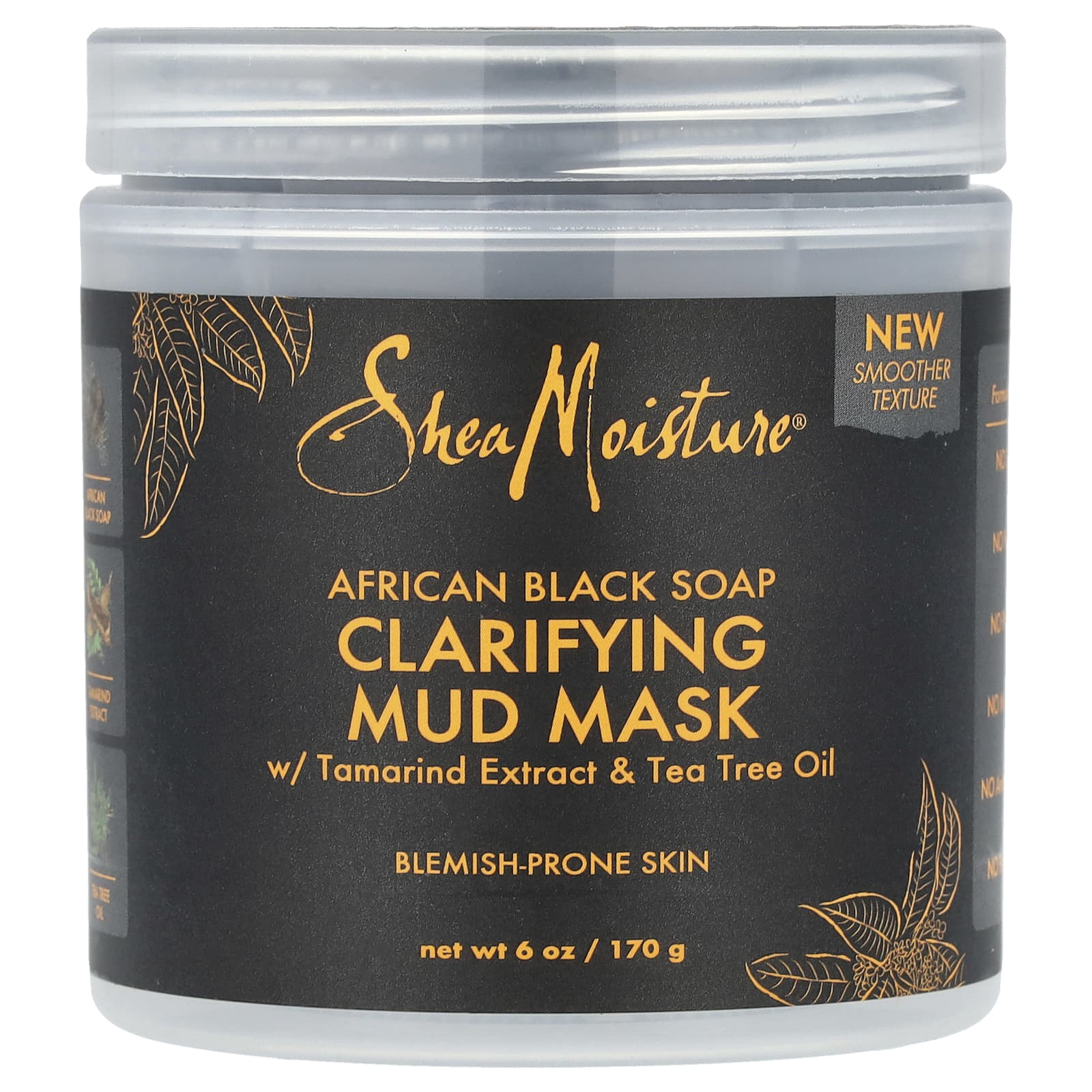SheaMoisture, African Black Soap, Clarifying Mud Beauty Mask w/ Tamarind Extract & Tea Tree Oil, 6 oz (170 g) - Image 1