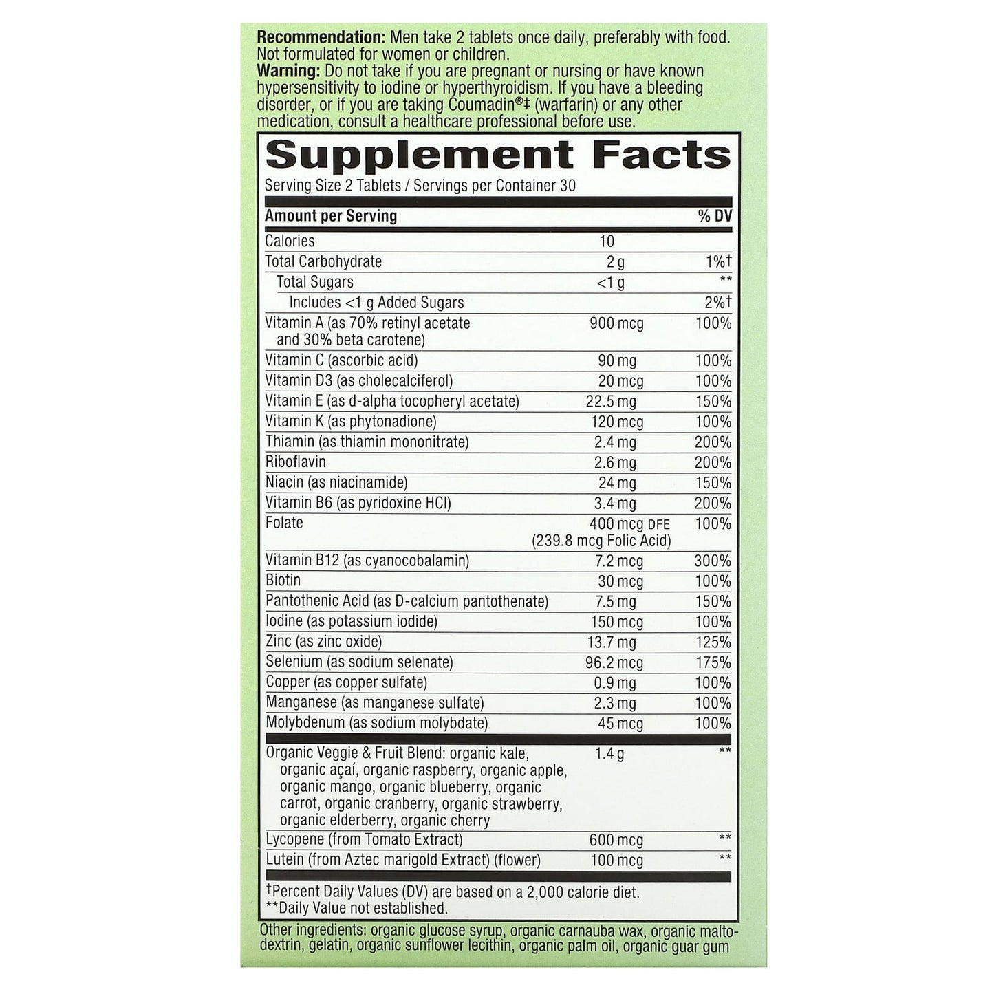 Nature's Way, Alive! Garden Goodness, Men's Multivitamin, 60 Tablets - Image 2