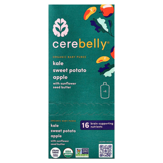 Organic Baby Food Pouches, Brain-Supporting Nutrients, 6 Pouches, 4 oz Each - Image 1