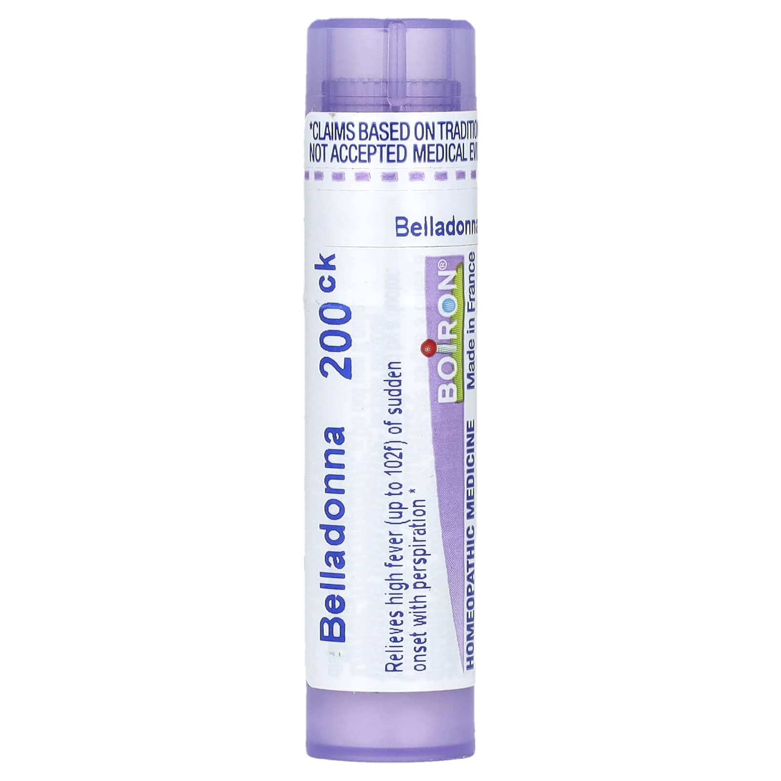 Belladonna Homeopathic Fever Relief, 200CK, 80 Pellets | Boiron - Image 1