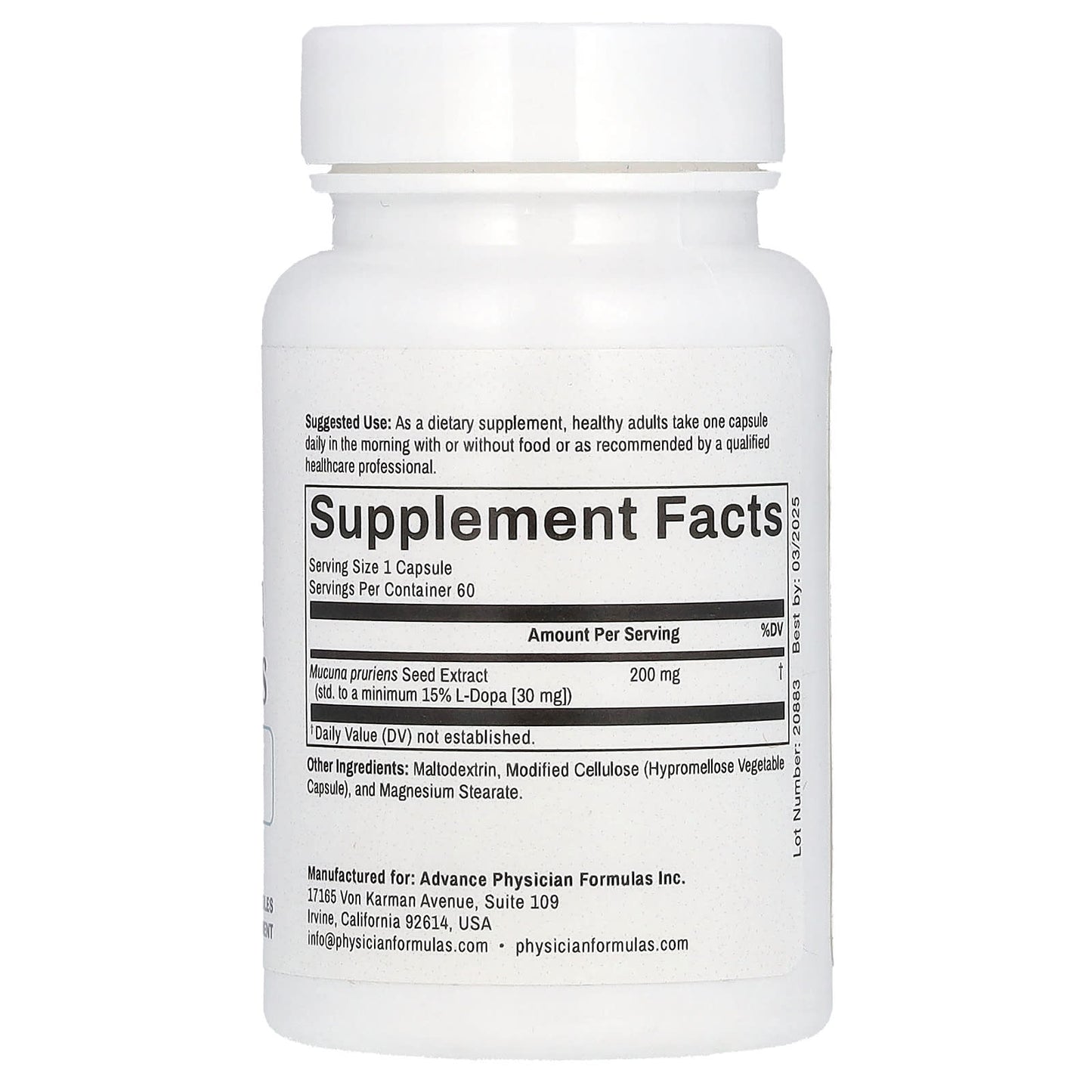 Mucuna Pruriens 200mg for Mood, Energy & Cognitive Support by Advance Physician Formulas - Image 2