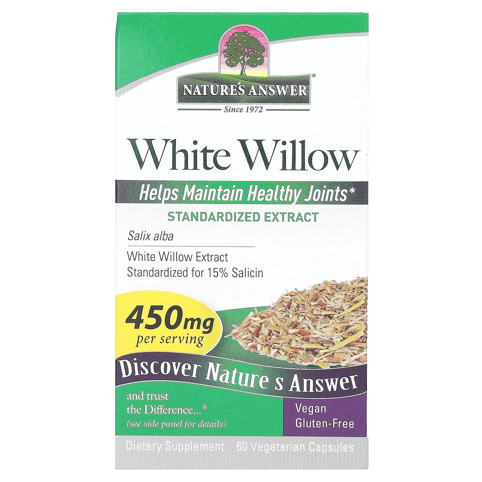 Nature's Answer, White Willow, 450 mg , 60 Vegetarian Capsules - Image 1