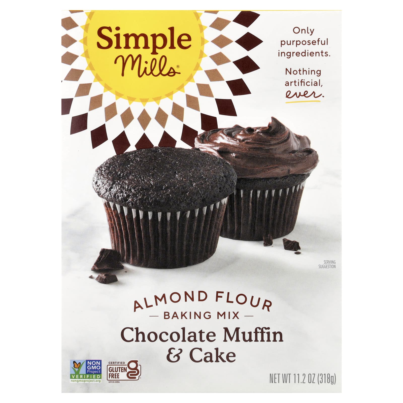 Simple Mills, Almond Flour Baking Mix, Chocolate Muffin & Cake, 11.2 oz (318 g) - Image 1