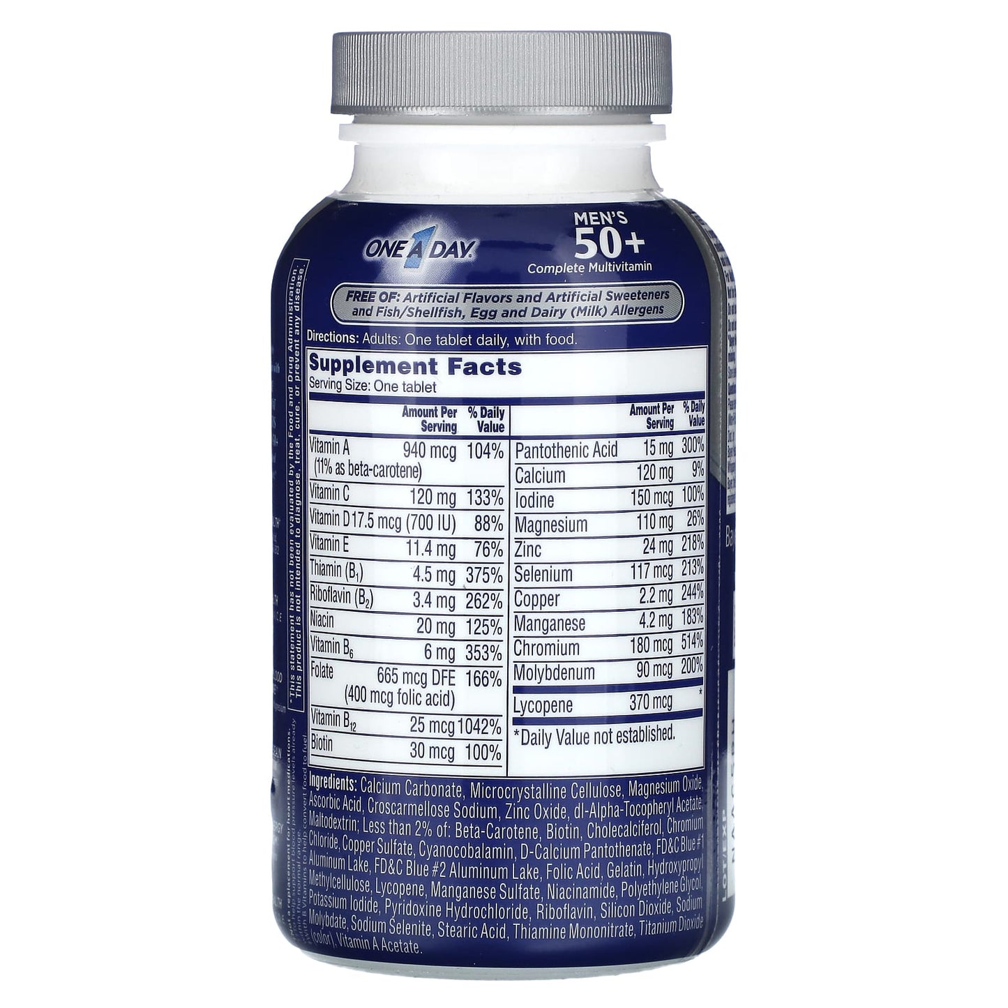 One-A-Day, Men's 50+, Complete Multivitamin/Multimineral Supplement, 100 Tablets - Image 2