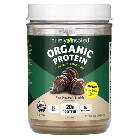 Purely Inspired, Organic Plant-Based Protein Powder, Rich Decadent Chocolate, 1.25 lbs (567 g) - Image 1