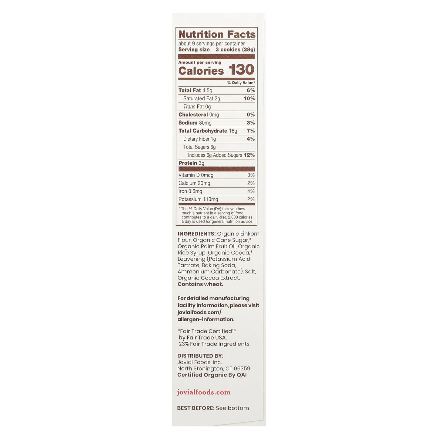 Crispy Organic Einkorn Cookies with Cocoa, USDA Organic, Fair Trade - Image 2