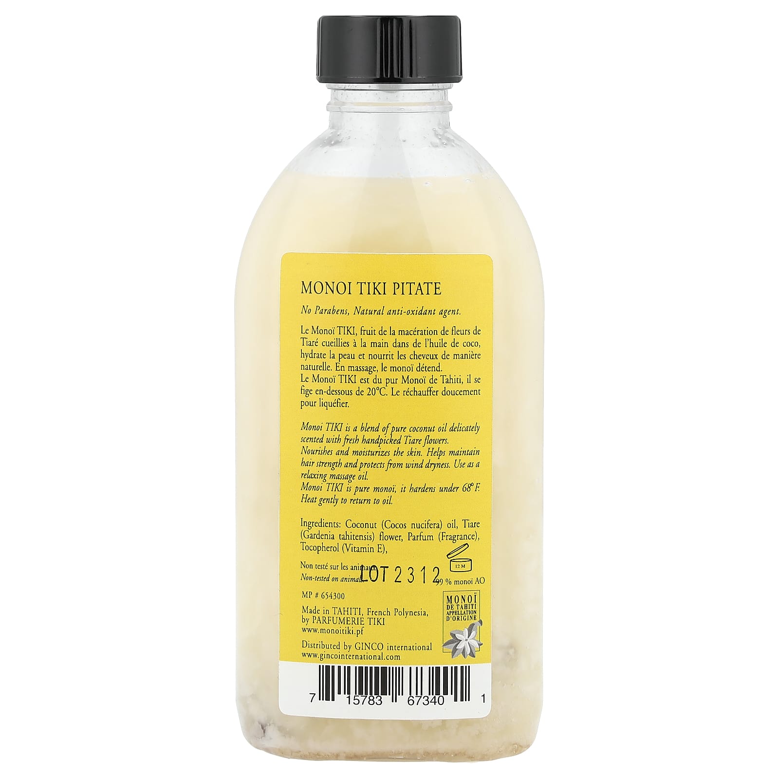 Monoi Tiare Tahiti, Monoi Tiki Tahiti®,, Coconut Oil, Pitate Jasmine, 4 fl oz (120 ml) - Image 2