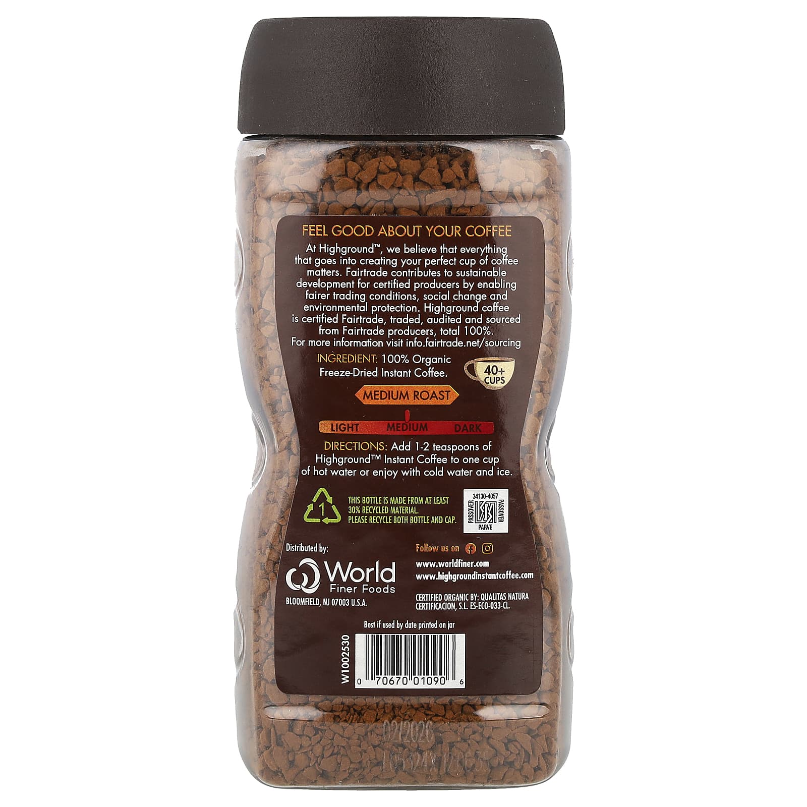 Fairtrade Organic Instant Coffee, Medium Roast by Highground Coffee - Image 2