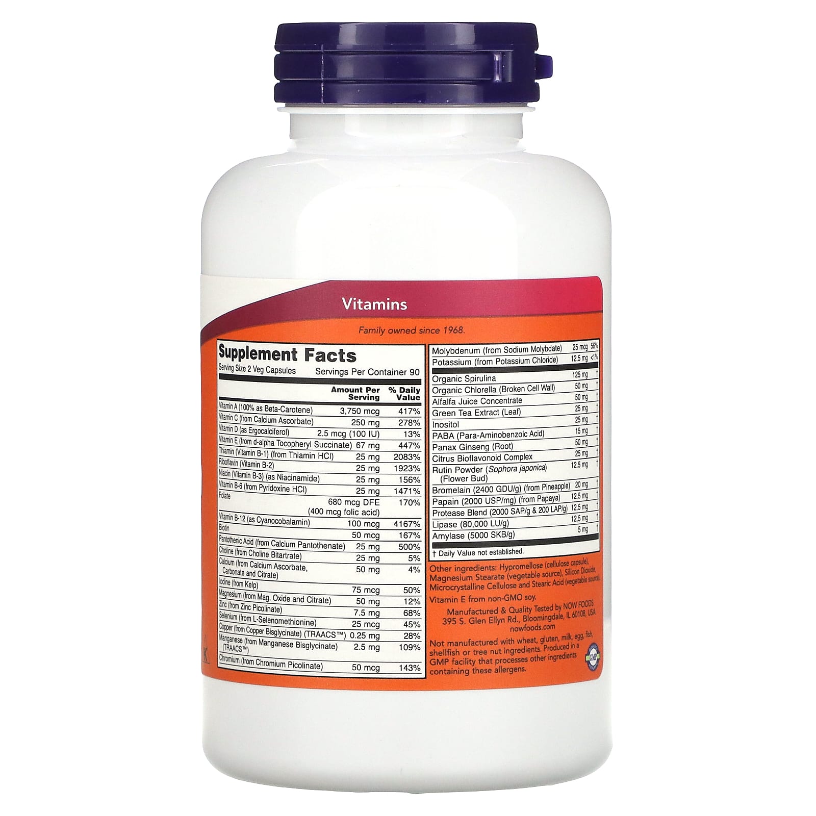 NOW Foods, EcoGreen Multi, Iron-Free, 180 Veg Capsules - Image 2