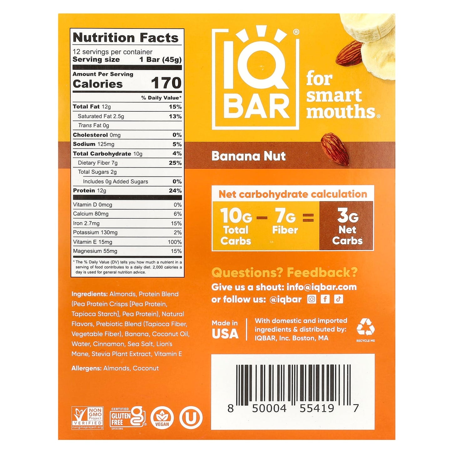 Boost Brain Power with IQBAR Plant Protein Bars, 12g Protein, Vegan, Gluten-Free - Image 2