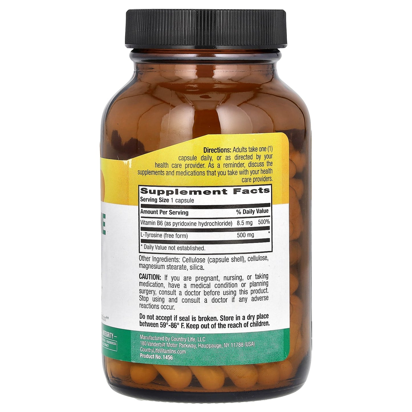 L-Tyrosine Capsules by Country Life - Supports Brain Health & Stress Relief - Image 2