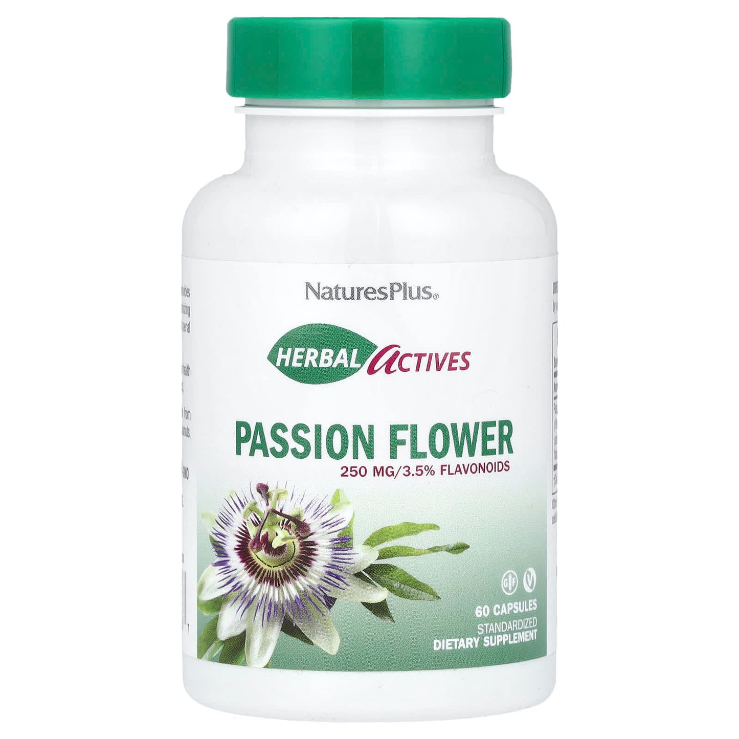 NaturesPlus, Herbal Actives, Passion Flower, 250 mg, 60 Capsules - Image 1