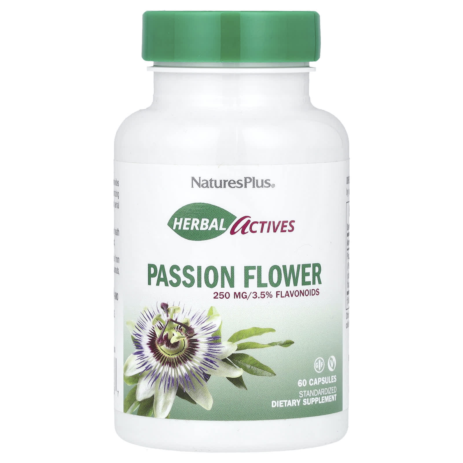 NaturesPlus, Herbal Actives, Passion Flower, 250 mg, 60 Capsules - Image 1