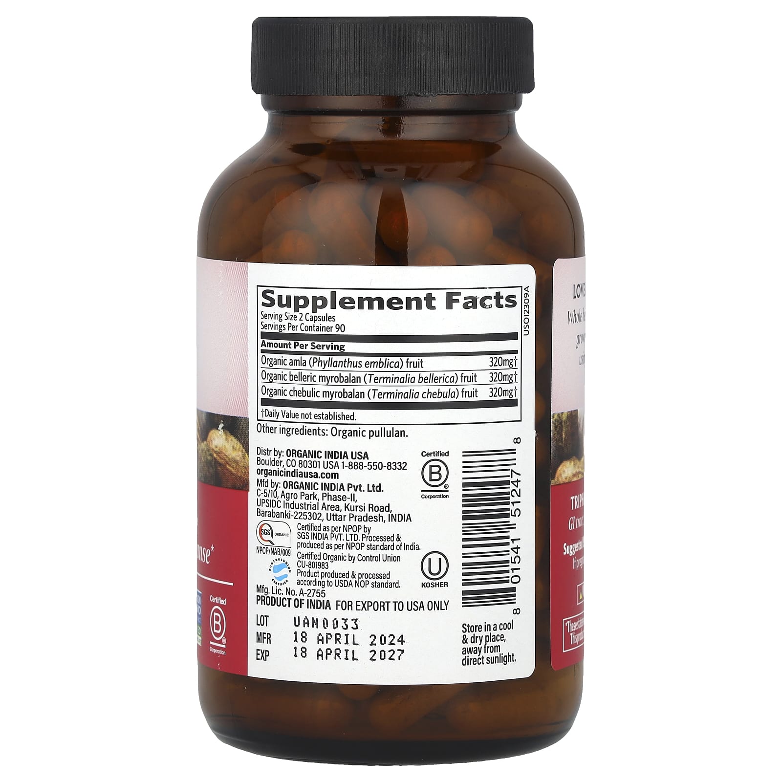 Organic India, Triphala, 180 Vegetarian Caps - Image 2