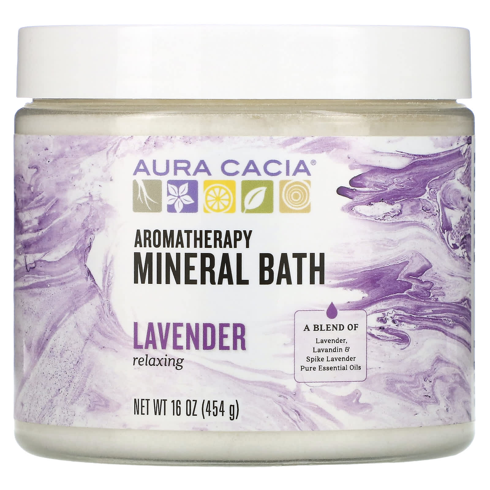 Relax with Aura Cacia Lavender Aromatherapy Mineral Bath, 16 oz - Image 1
