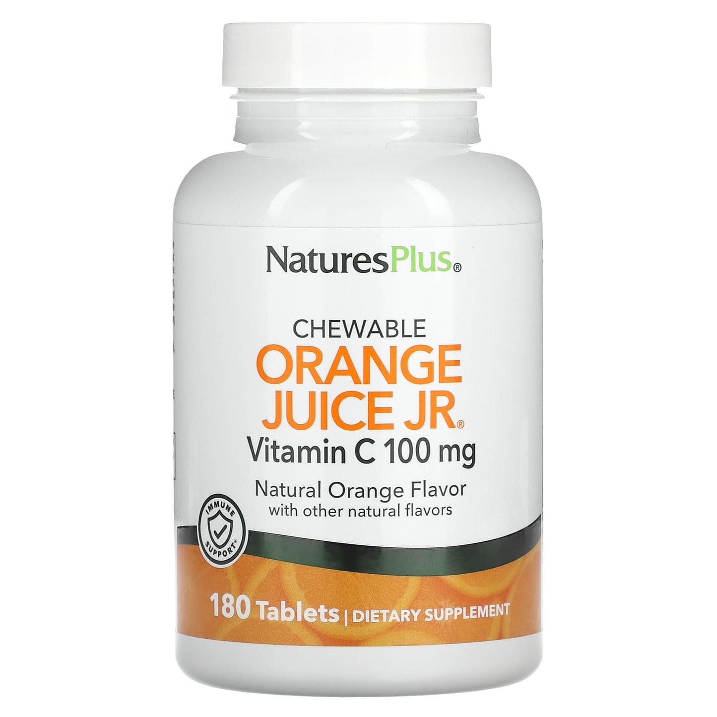 NaturesPlus, Orange Juice Jr Chewable Vitamin C, Natural Orange, 100 mg, 180 Tablets - Image 1
