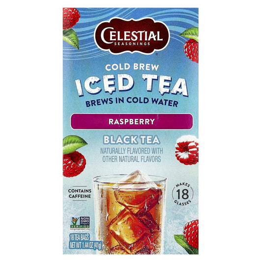 Celestial Seasonings Cold Brew Iced Tea, Raspberry, 18 Tea Bags - Image 1