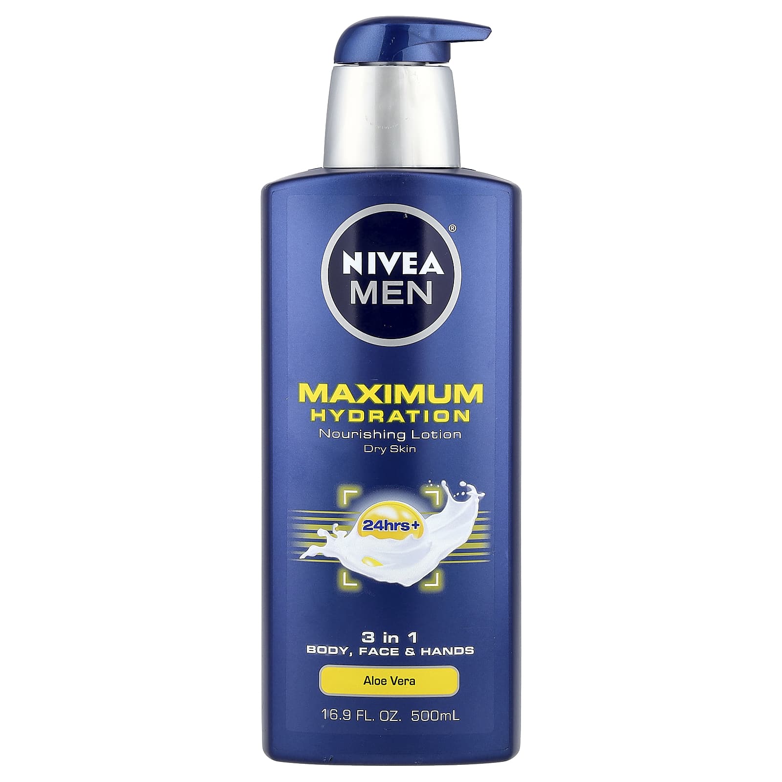 Nivea, Men, Maximum Hydration, Nourishing Lotion, Dry Skin, Aloe Vera, 16.9 fl oz (500 ml) - Image 1