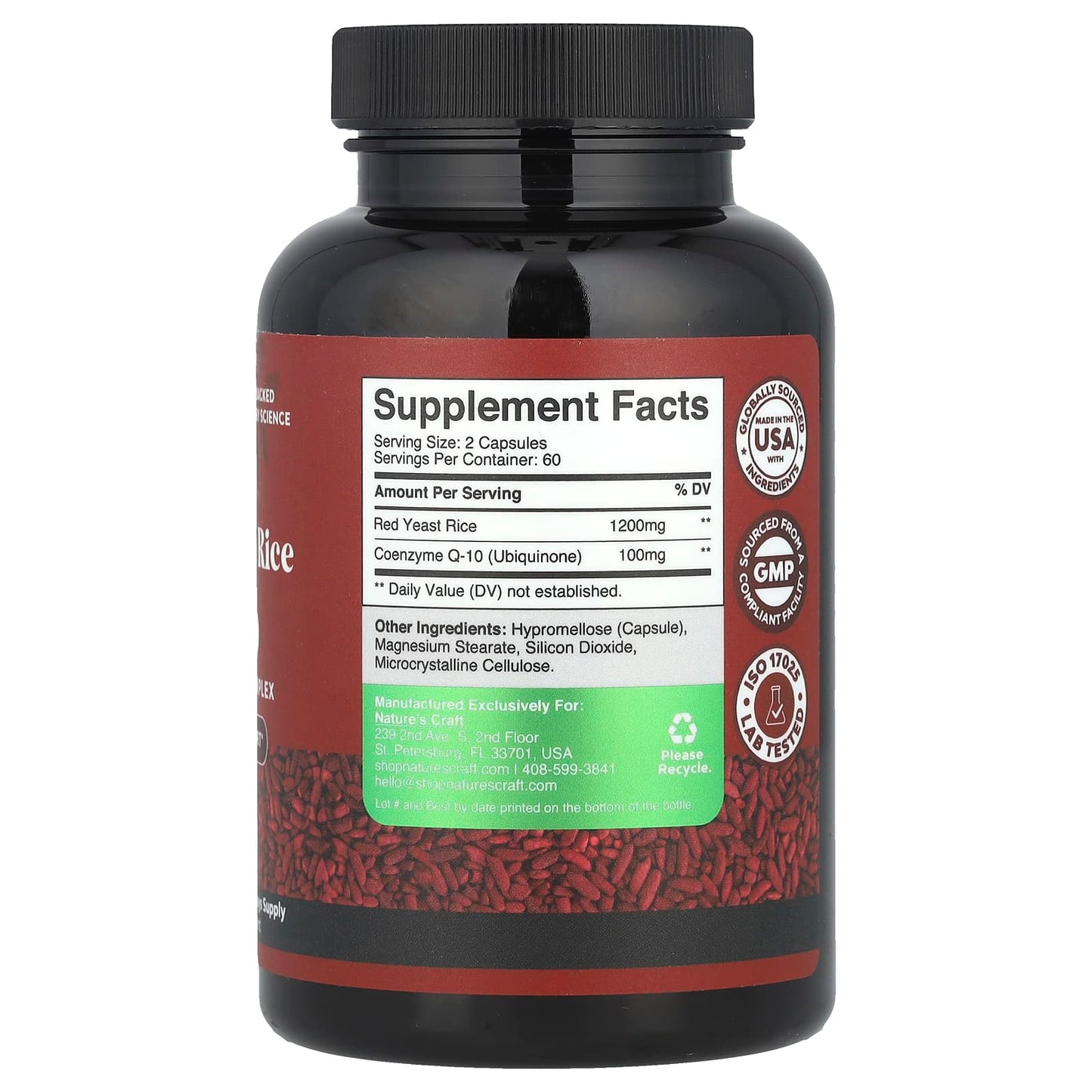 Nature's Craft, Red Yeast Rice + CoQ10, 120 Capsules - Image 2