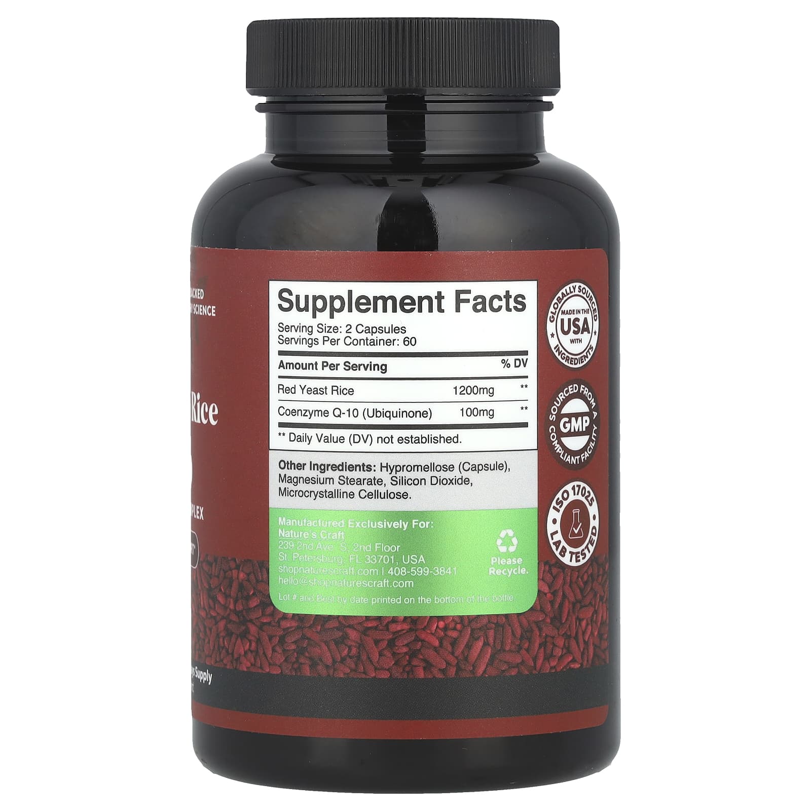 Nature's Craft, Red Yeast Rice + CoQ10, 120 Capsules - Image 2