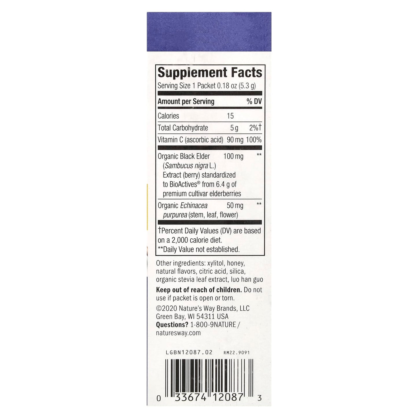 Nature's Way, Sambucus®, Hot Drink Mix, Standardized Elderberry, Honey Lemon-Berry, 10 Packets, 0.18 oz Each - Image 2