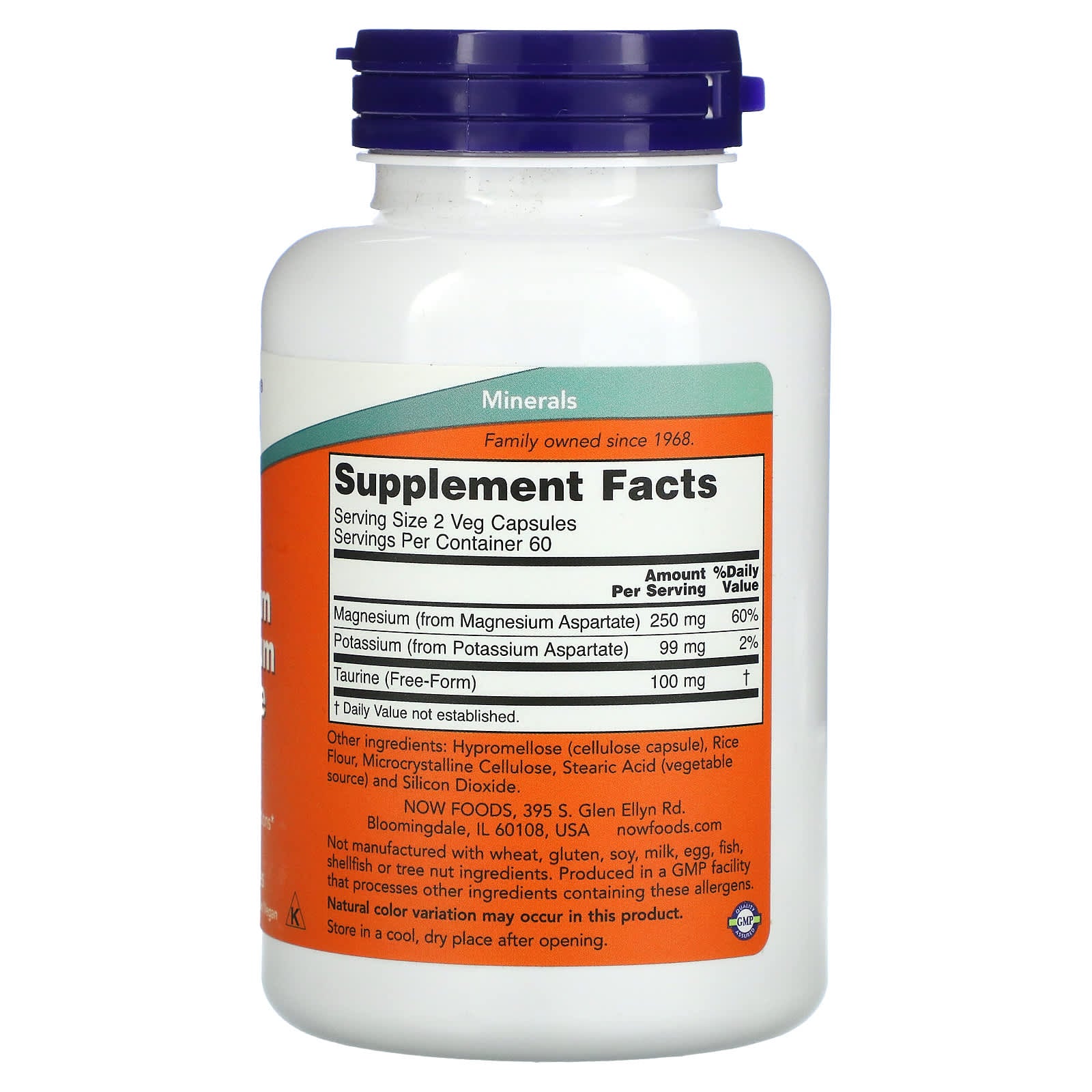 NOW Foods, Magnesium & Potassium Aspartate, 120 Veg Capsules - Image 2