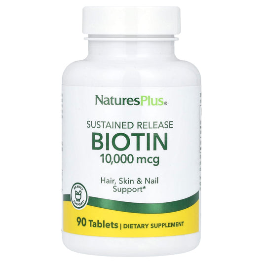 NaturesPlus, Sustained Release Biotin, 10,000 mcg, 90 Tablets - Image 1