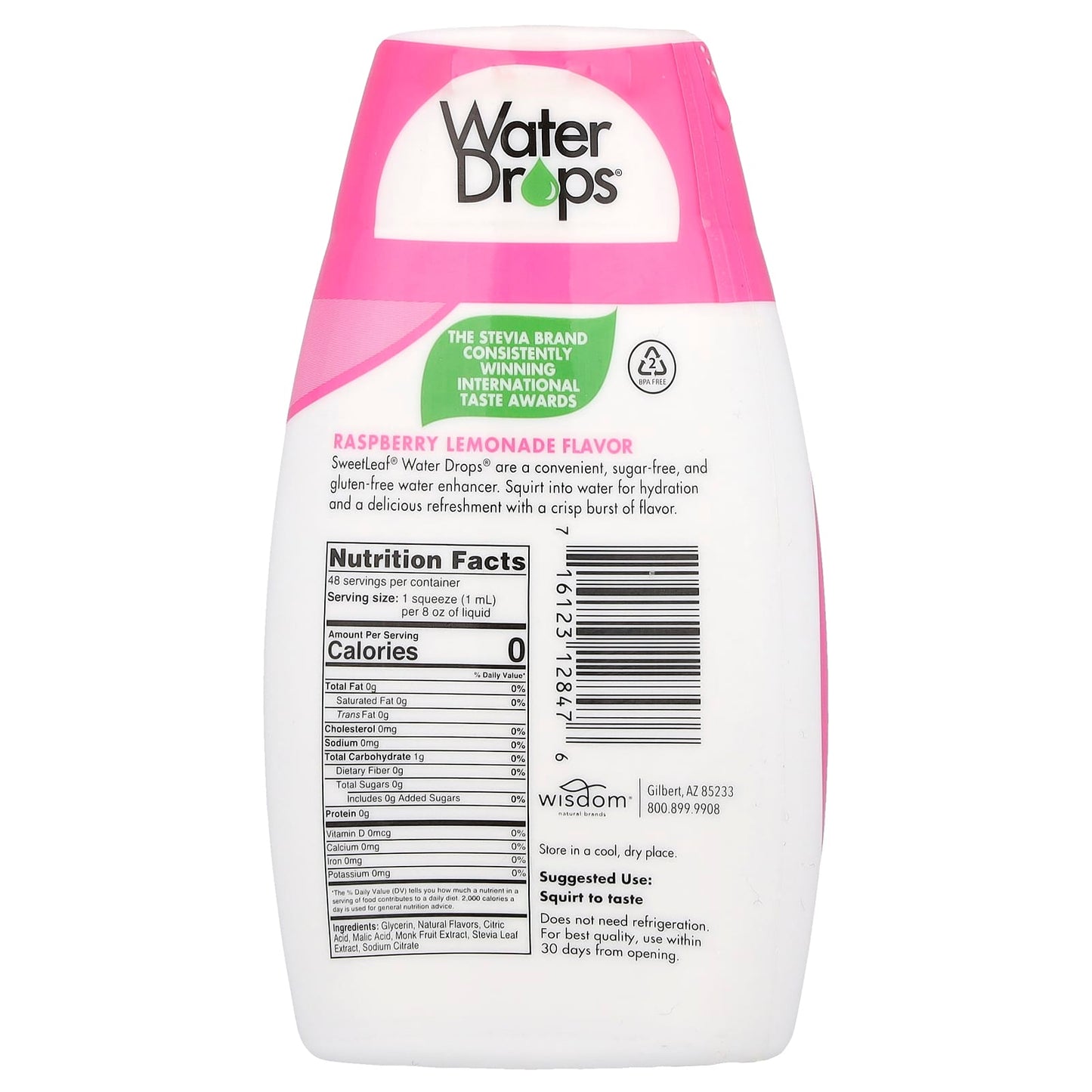 SweetLeaf Stevia, Water Drops®, Delicious Stevia Water Enhancer, Raspberry Lemonade, 1.62 fl oz (48 ml) - Image 2