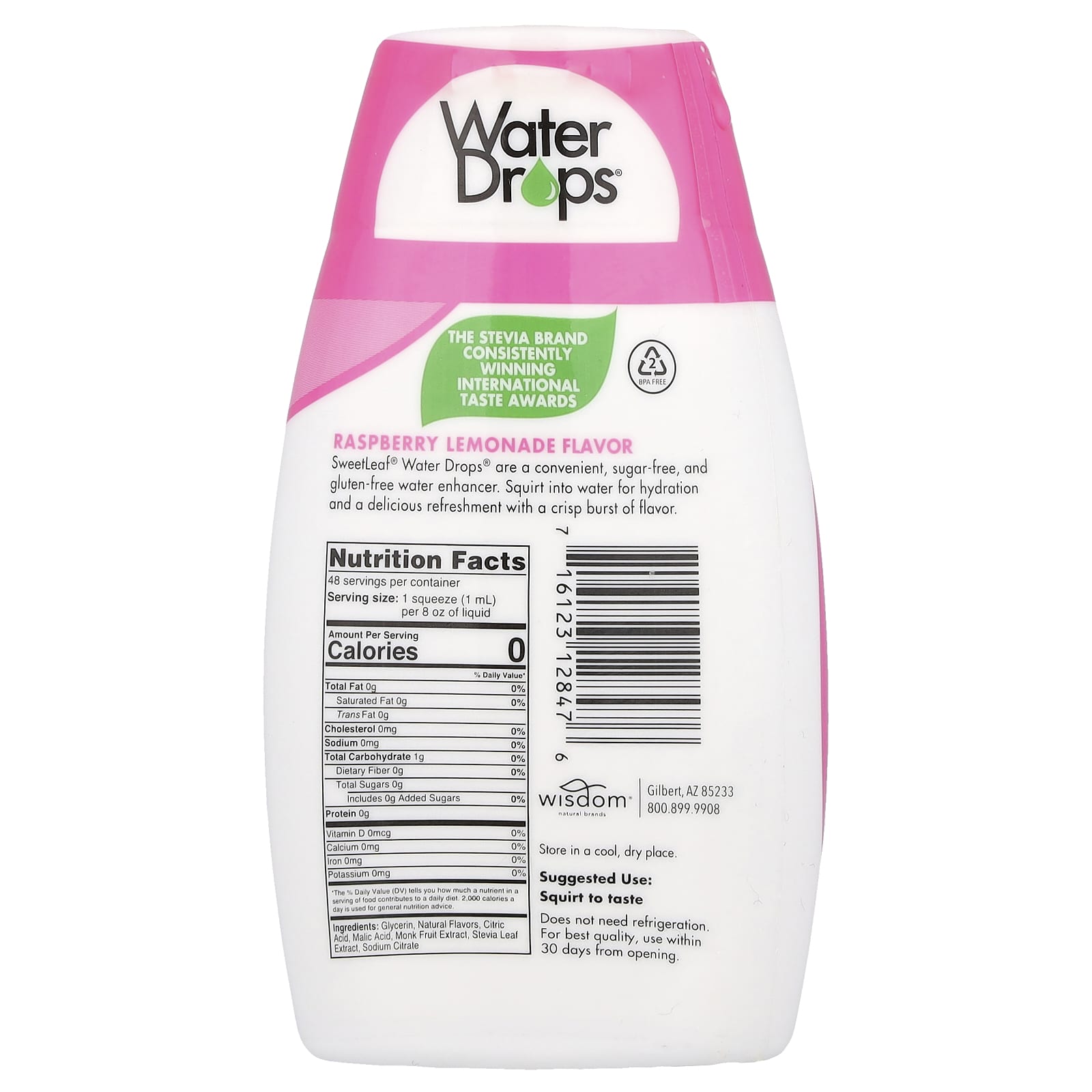 SweetLeaf Stevia, Water Drops®, Delicious Stevia Water Enhancer, Raspberry Lemonade, 1.62 fl oz (48 ml) - Image 2