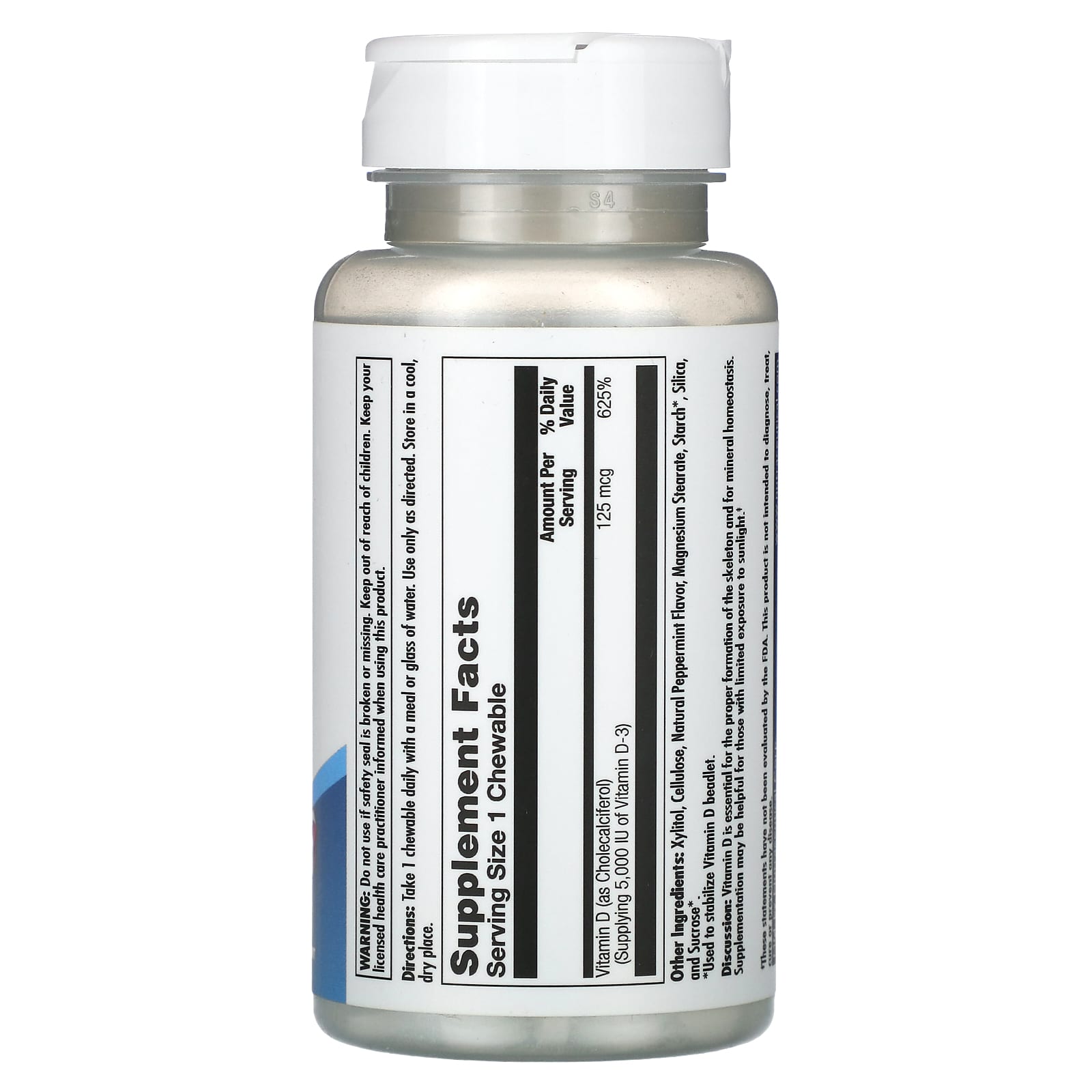 KAL, D-3, Peppermint, 125 mcg (5,000 IU), 60 Chewables - Image 2