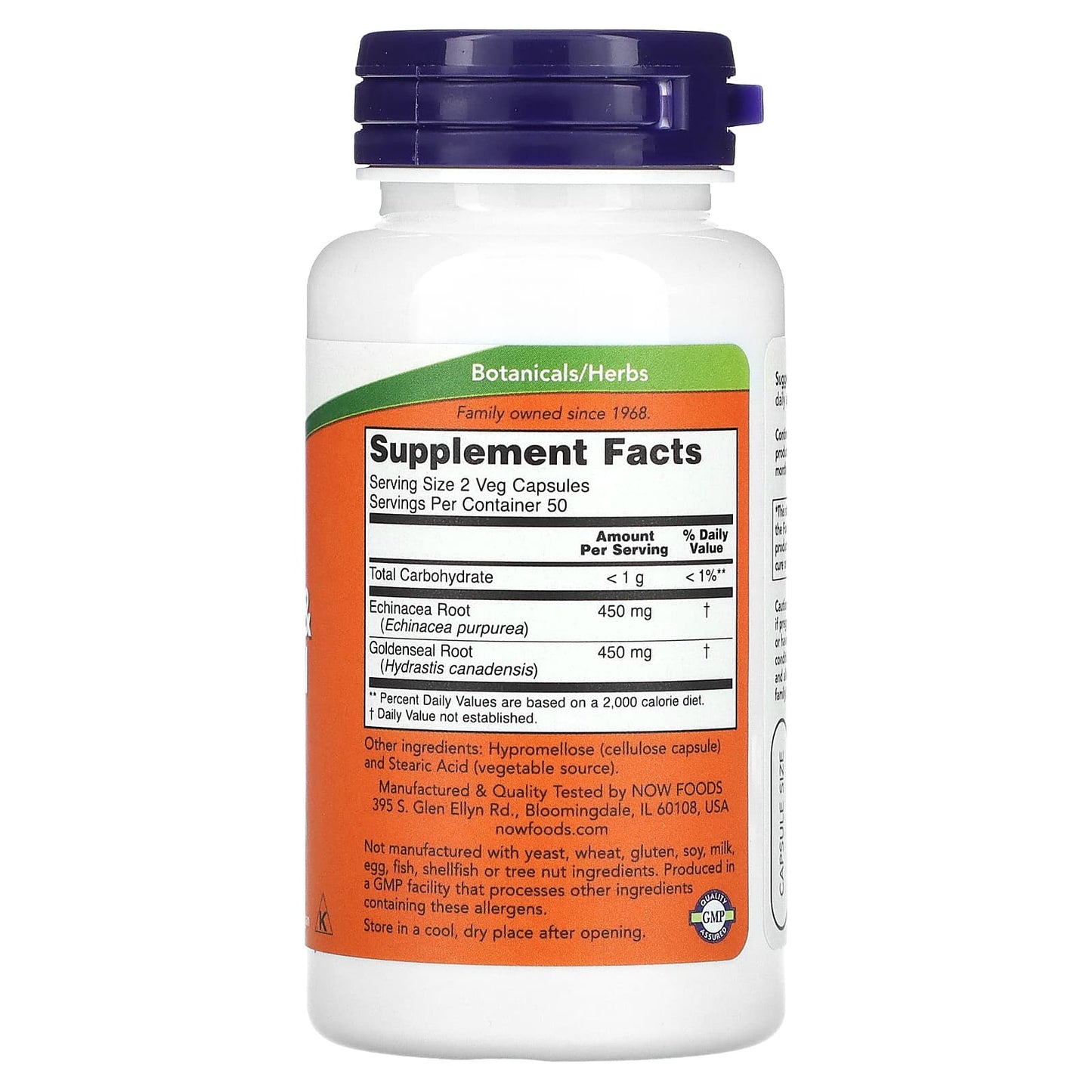 NOW Foods, Echinacea & Goldenseal Root, 100 Veg Capsules - Image 2