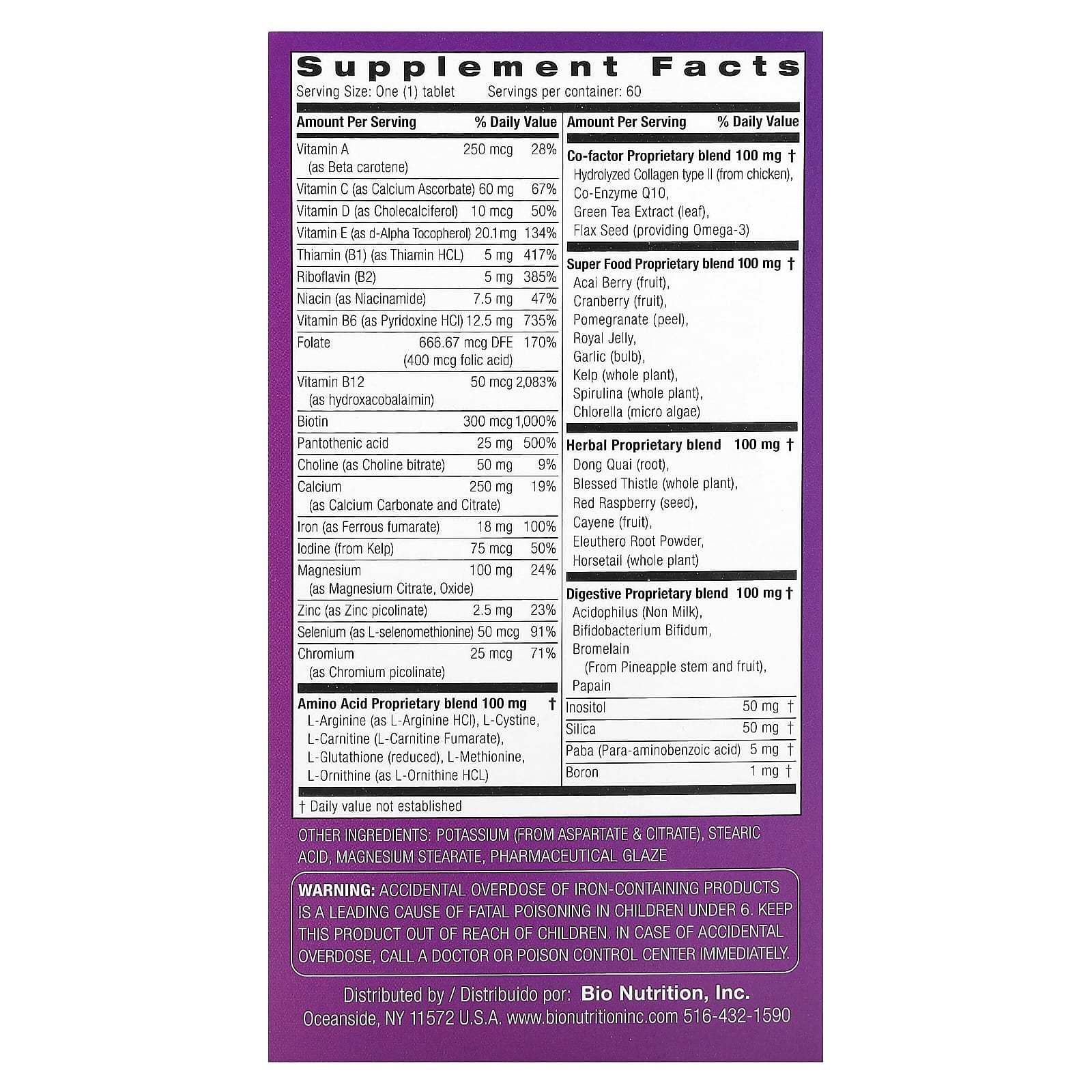 Women's Wellness Daily Supplement by Bio Nutrition - 60 Tablets - Image 2