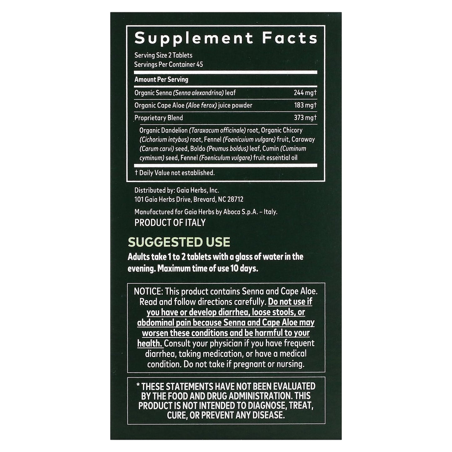 Natural Laxative Relief with Gaia Herbs, 90 Tablets - Image 2