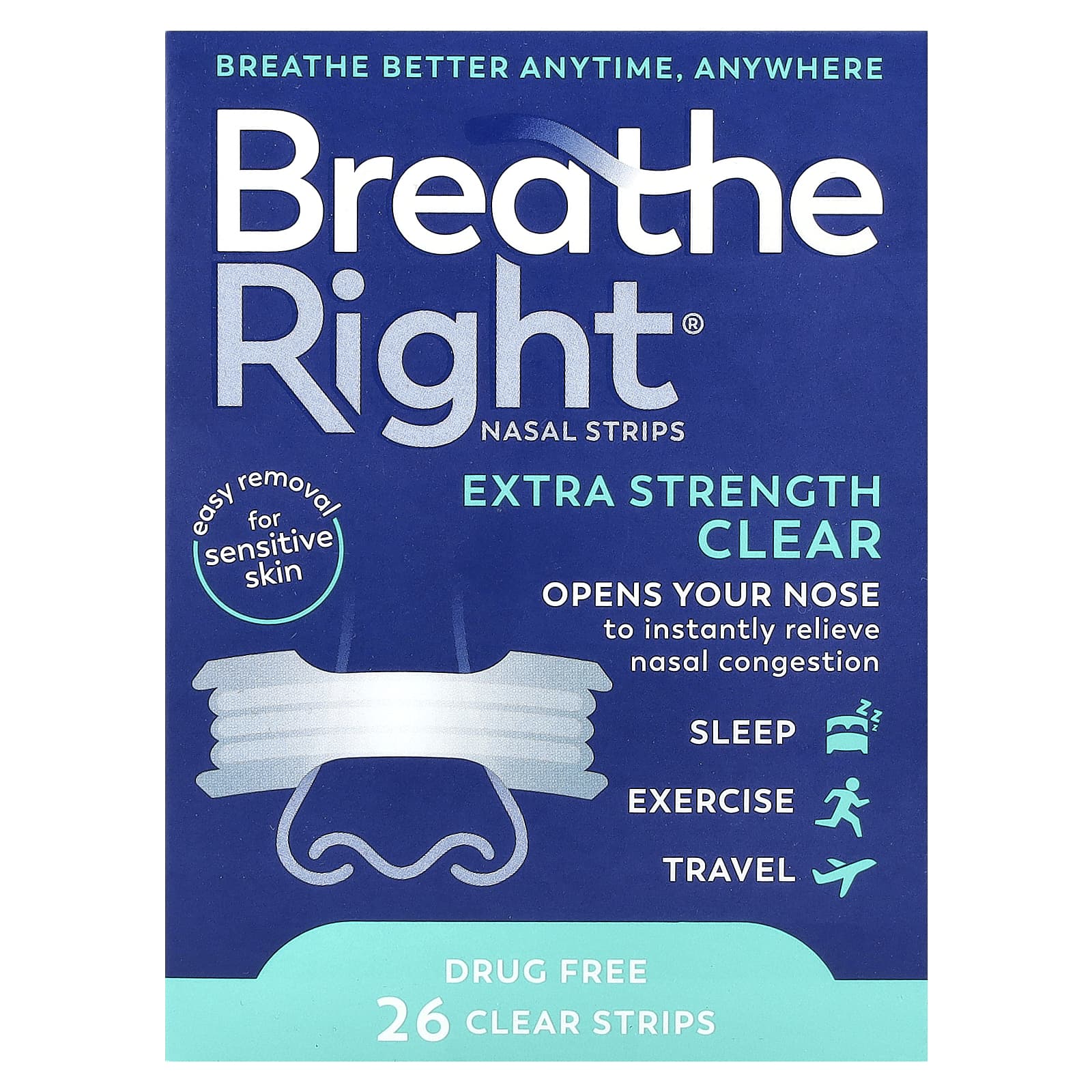 Relieve Nasal Congestion with Breathe Right Extra Strength Nasal Strips - Image 1