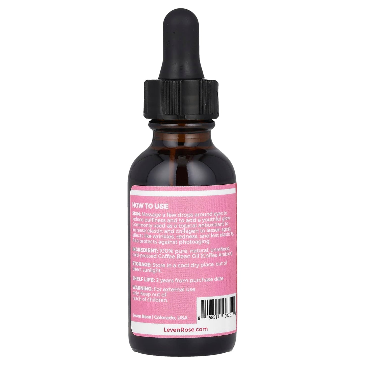 Leven Rose, 100% Pure & Natural, Coffee Bean Oil, 1 fl oz (30 ml) - Image 2