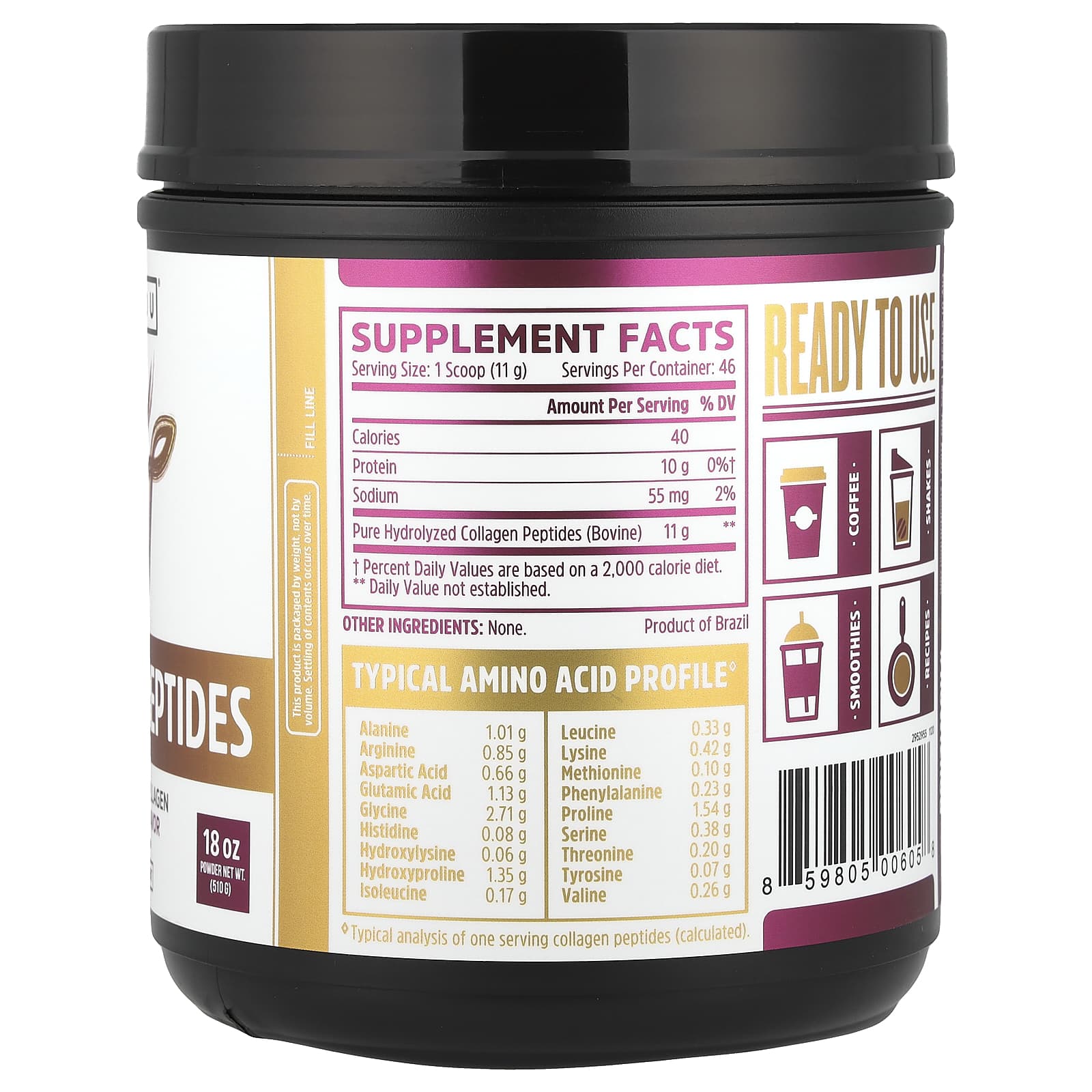 Zhou Nutrition, Collagen Peptides, 18 oz (510 g)