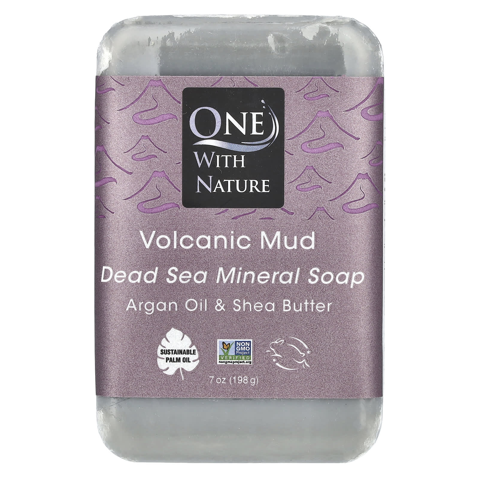 One with Nature, Dead Sea Mineral Bar Soap, Volcanic Mud, 7 oz (198 g) - Image 1
