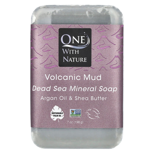 One with Nature, Dead Sea Mineral Bar Soap, Volcanic Mud, 7 oz (198 g) - Image 1