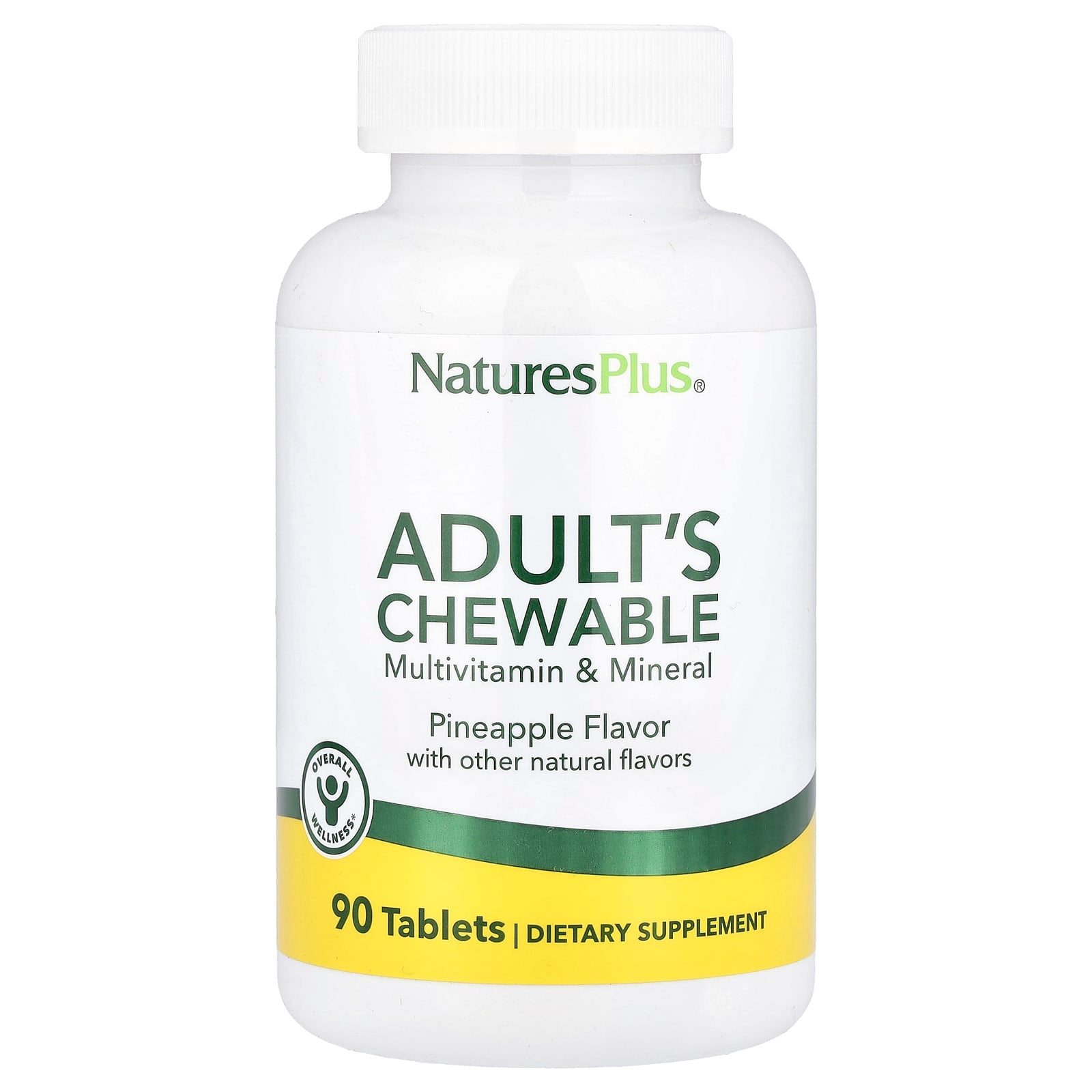 NaturesPlus, Adult's Chewable Multivitamin& Mineral, Pineapple, 90 Tablets - Image 1
