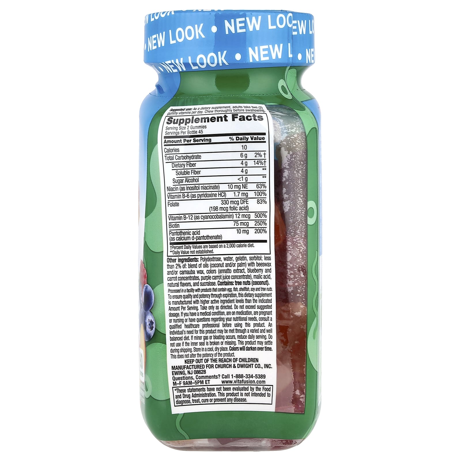 VitaFusion, FiberWell™ Fit Vitamins, Sugar Free, Natural Peach, Raspberry & Berry, 90 Gummies