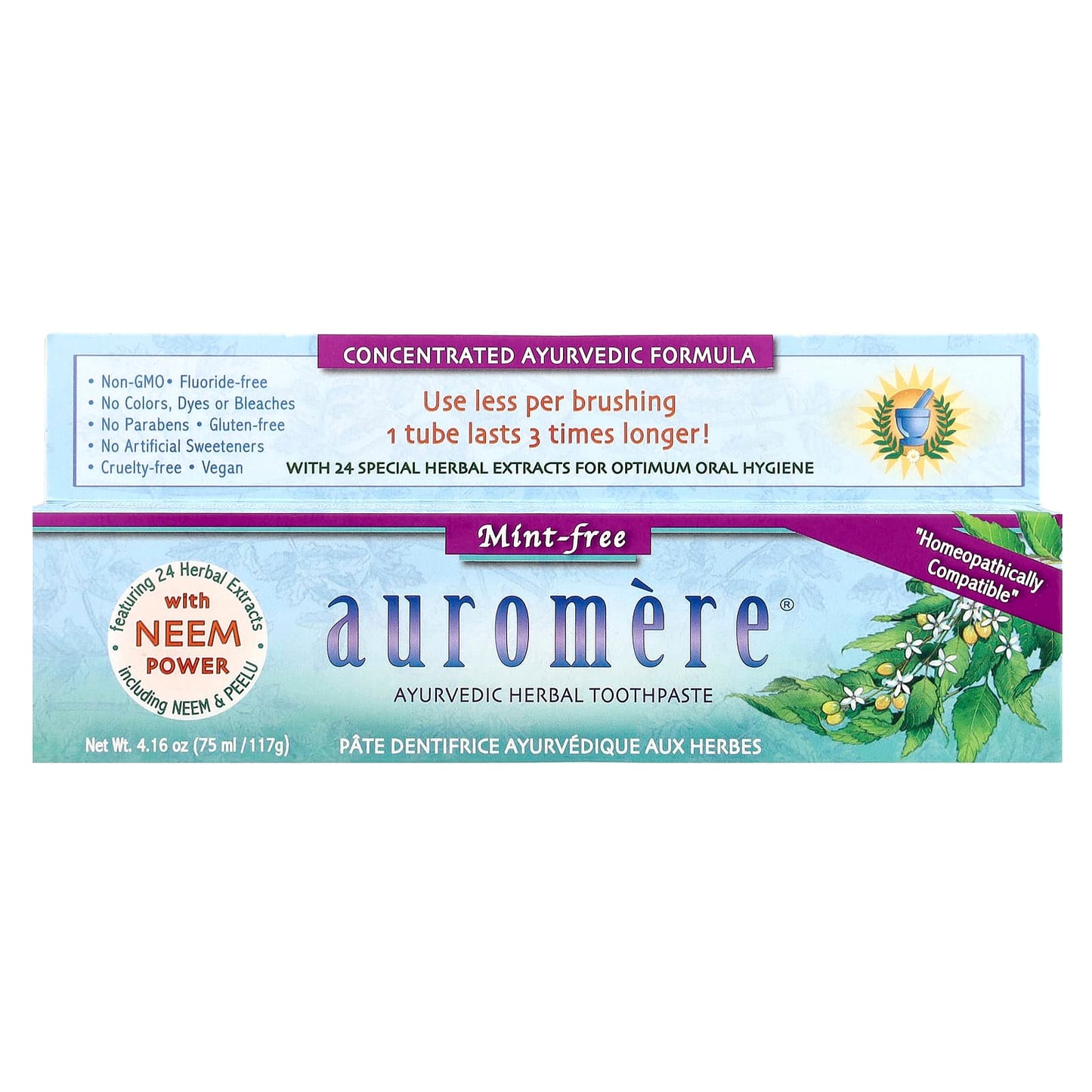 Auromere Ayurvedic Toothpaste, Mint-Free, 4.16 oz, Fluoride-Free - Image 2