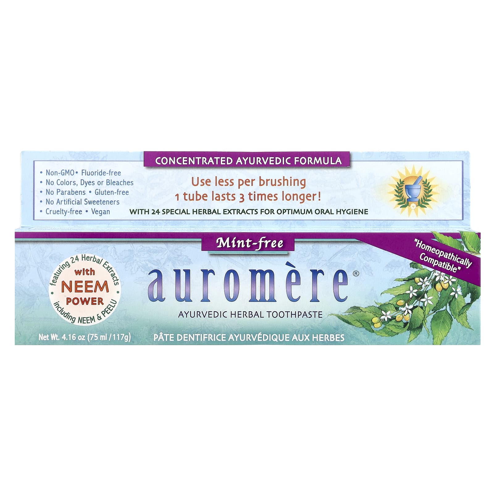 Auromere Ayurvedic Toothpaste, Mint-Free, 4.16 oz, Fluoride-Free - Image 2