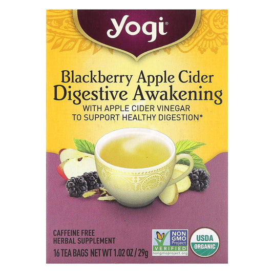 Yogi Tea, Digestive Awakening, Blackberry Apple Cider, Caffeine Free, 16 Tea Bags, 1.02 oz (29 g) - Image 1