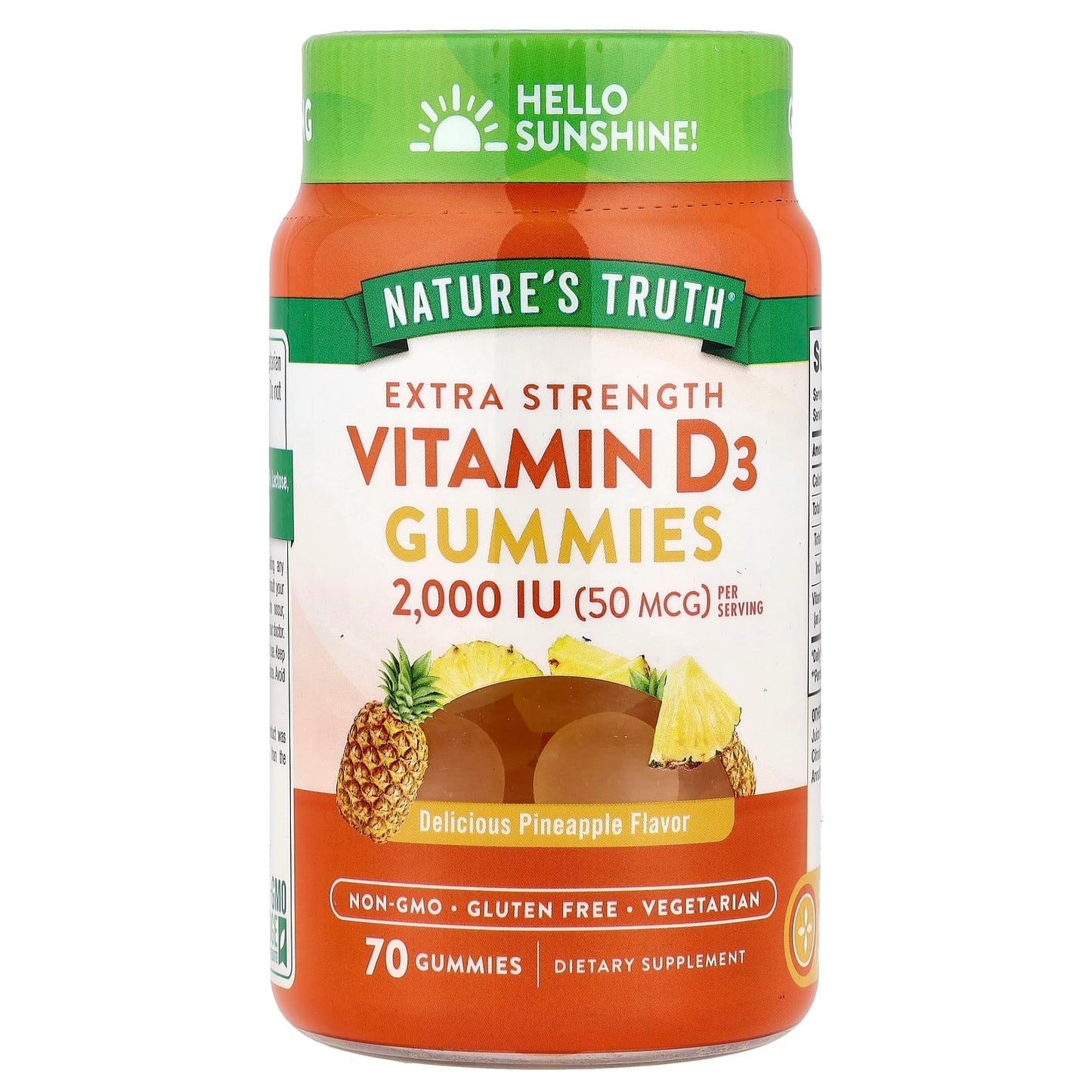 Nature's Truth, Vitamin D3, Extra Strength, Delicious Pineapple, 70 Gummies ( 25 mcg (1,000 IU) per Gummy) - Image 1