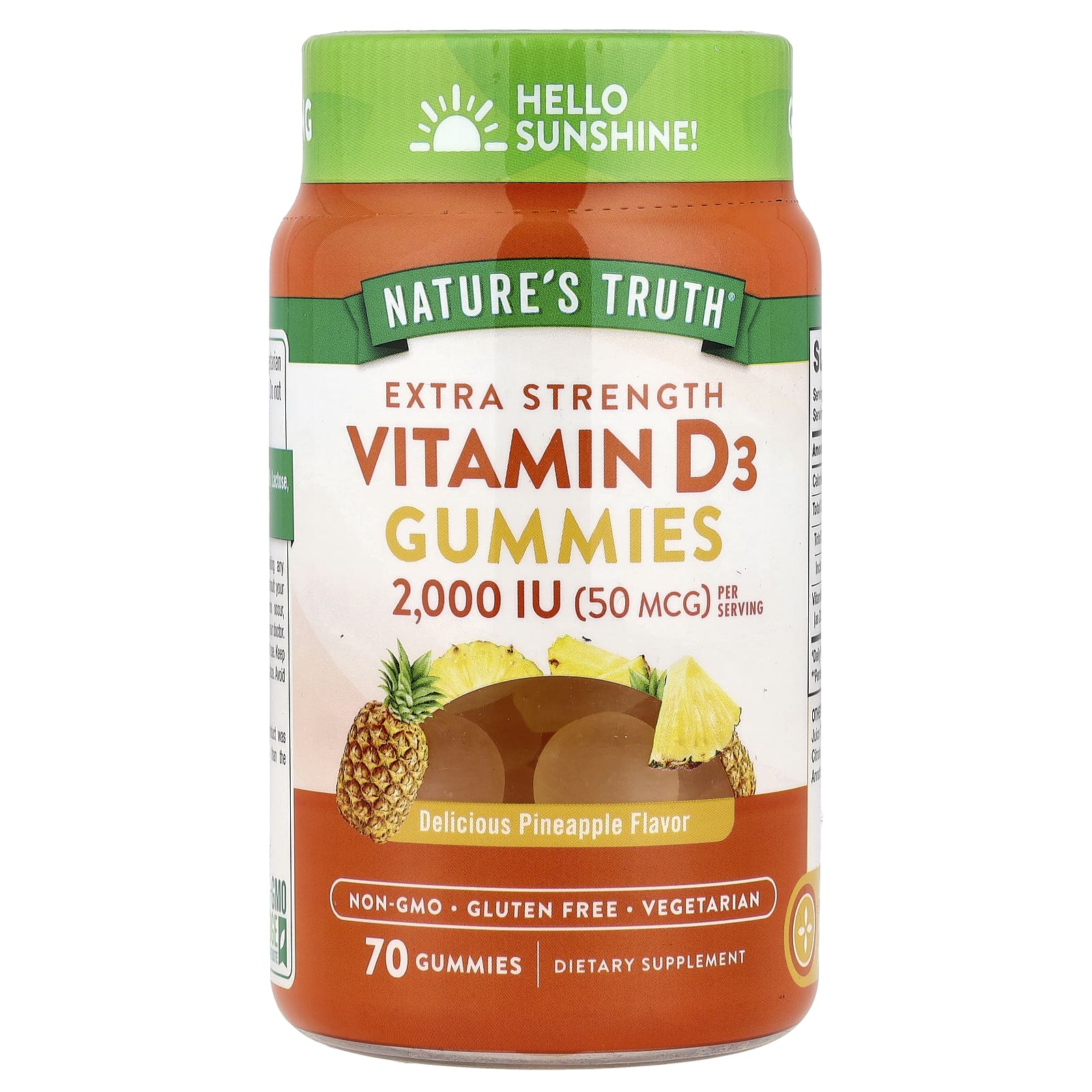 Nature's Truth, Vitamin D3, Extra Strength, Delicious Pineapple, 70 Gummies ( 25 mcg (1,000 IU) per Gummy) - Image 1