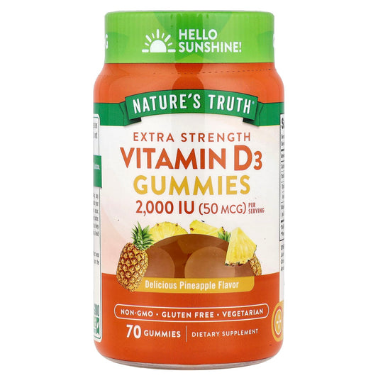 Nature's Truth, Vitamin D3, Extra Strength, Delicious Pineapple, 70 Gummies ( 25 mcg (1,000 IU) per Gummy) - Image 1