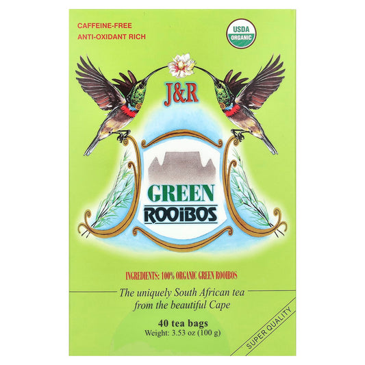 South Africa's Best Organic Green Rooibos Tea - Caffeine Free, 40 Tea Bags - Image 1